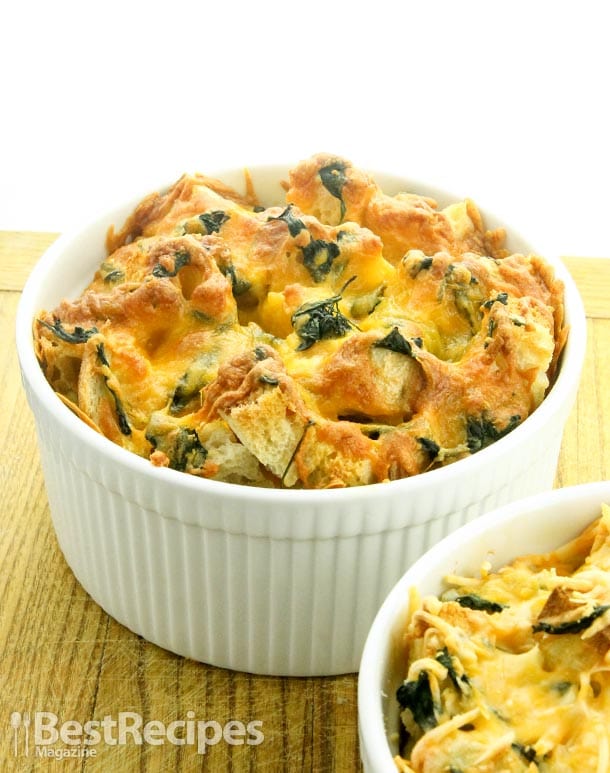 Cheddar Cheese and Spinach Strata