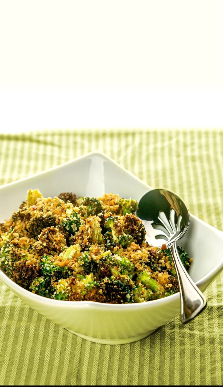 Air Fryer Roasted Broccoli with Italian Herb Breadcrumbs