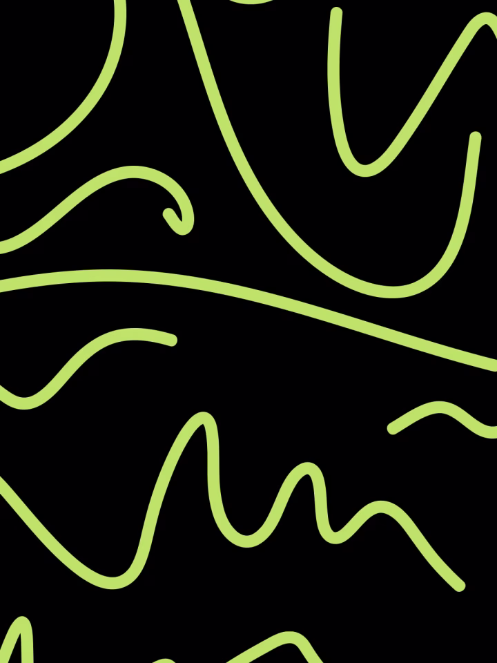 bright green squiggle lines on a black background